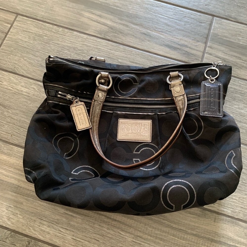 Coach Poppy Black and Gold Purse